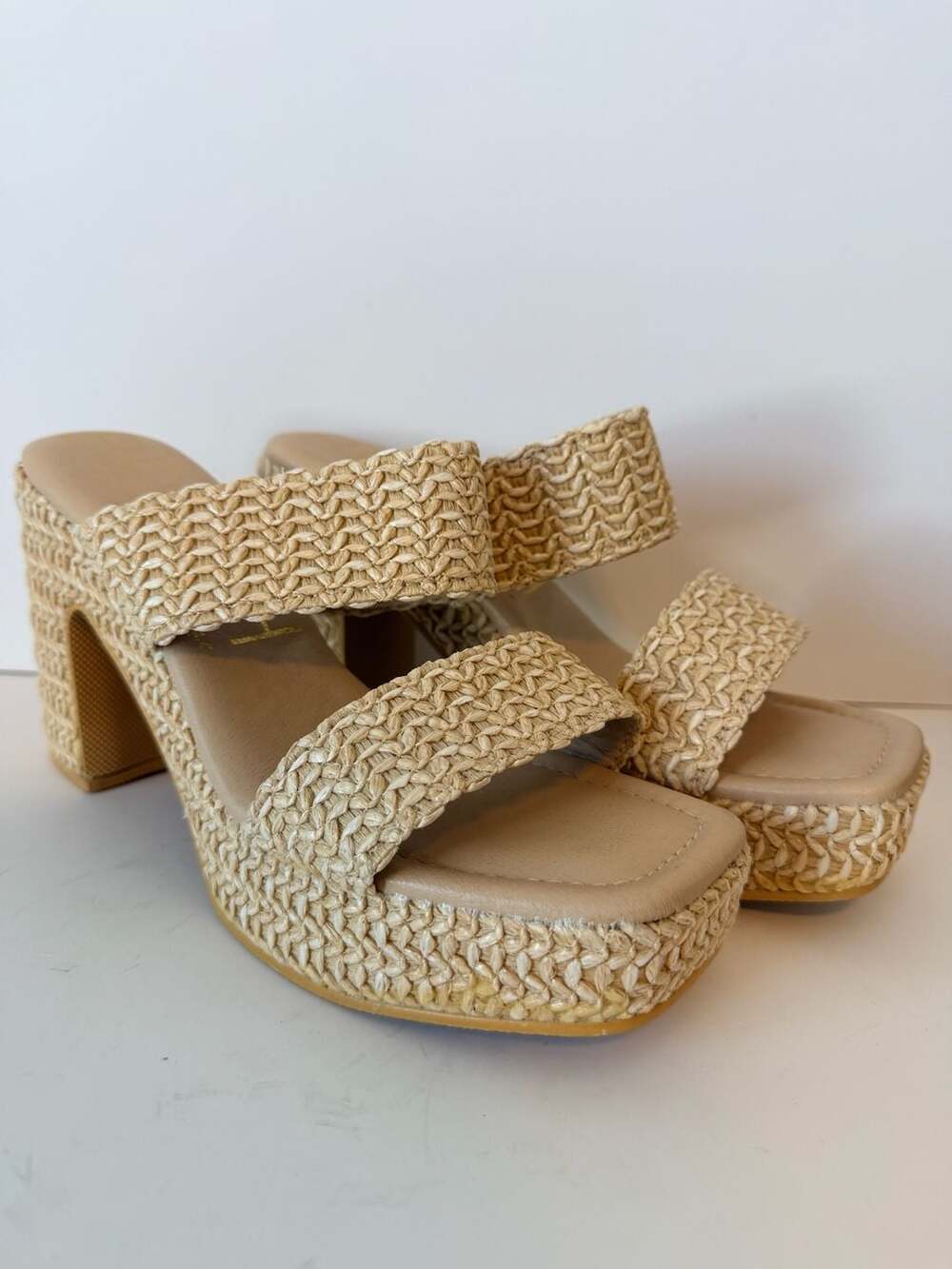 Beach by Matisse Gem Woven Raffia Platform Block Heel Sandals 10